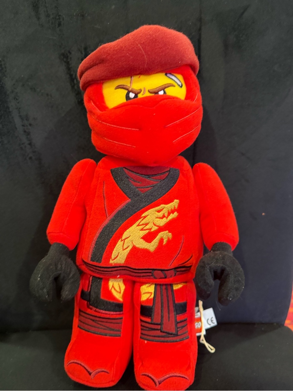 Lego Red Ninja Plush with Black Gloves and Yellow Face Detail
